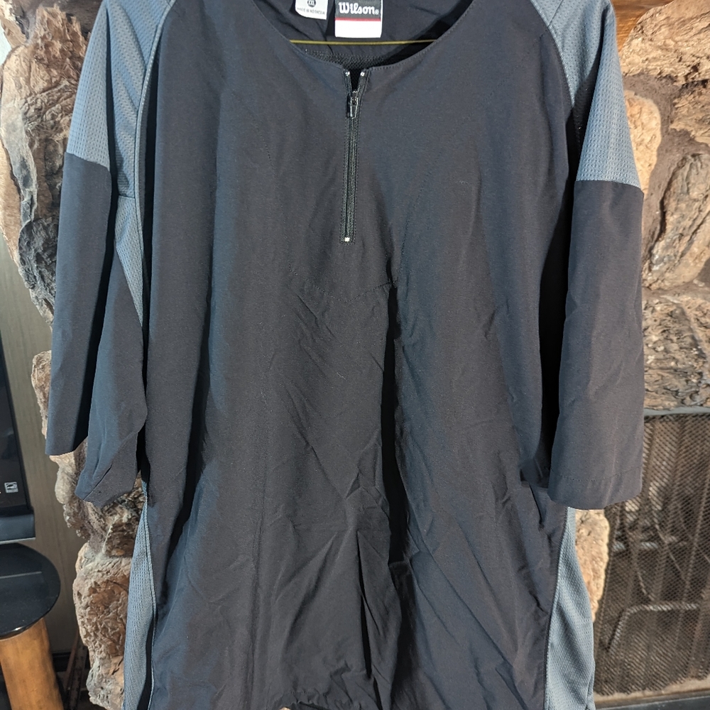 Rare Vintage Wilson Tennis Thick Weatherproof 1/4 Zip Tennis Rain Delay Shirt